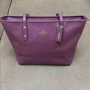 Coach Purple Tote Bag with Geometric Design